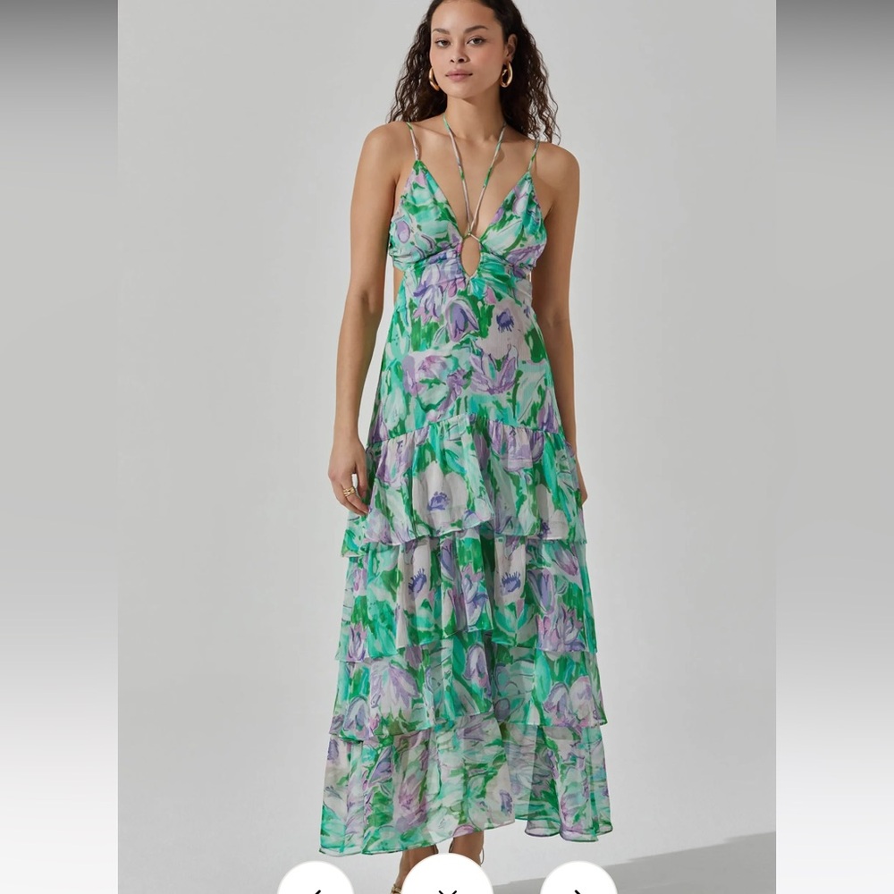 ASTR the label green and purple maxi dress